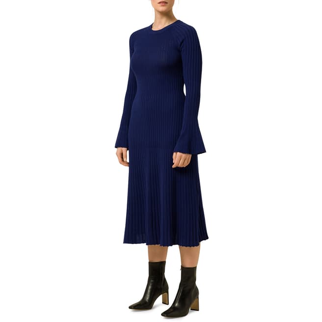 Ivy & Oak Blue Ajour Midi Knit Dress