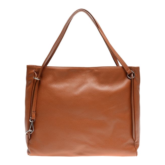 Luisa Vannini Cognac Leather Shoulder Bag