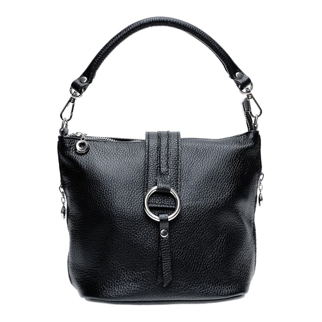 Isabella Rhea Black Leather Top Handle Bag