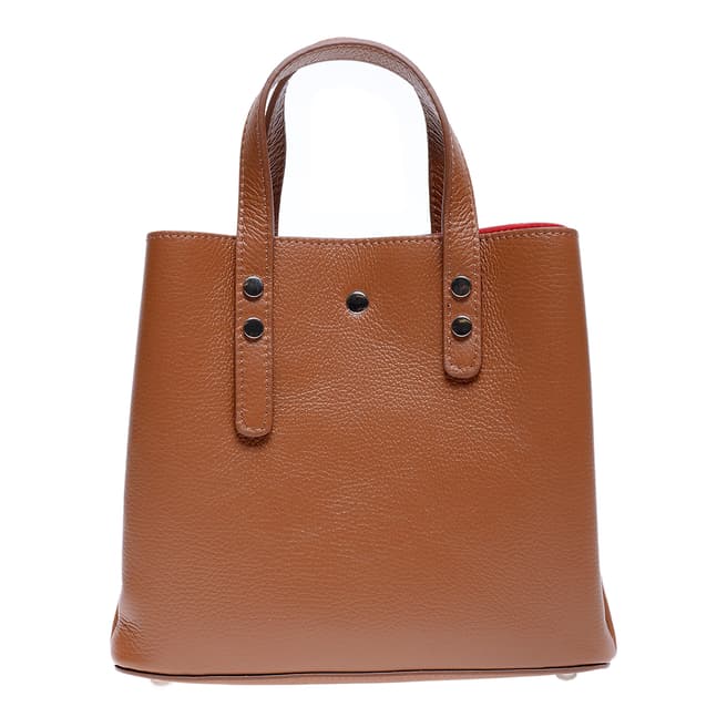 Roberta M Cognac Leather Top Handle Bag