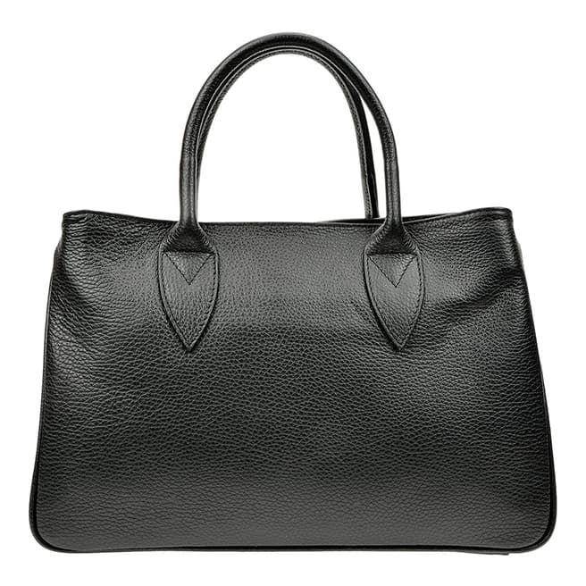 Anna Luchini Black Leather Top Handle Bag