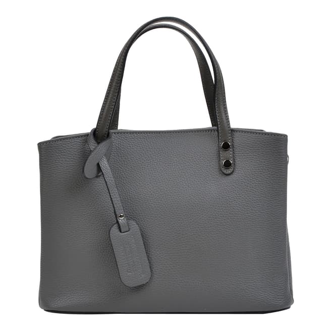 Anna Luchini Grey Leather Top Handle Bag