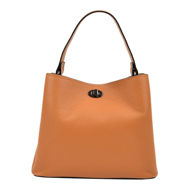 Luisa Vannini Cognac Leather Top Handle Bag