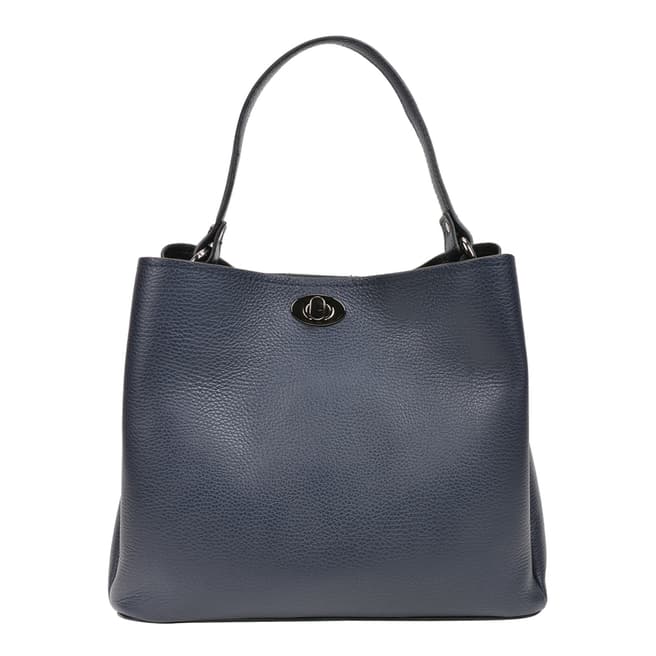 Luisa Vannini Navy Leather Top Handle Bag