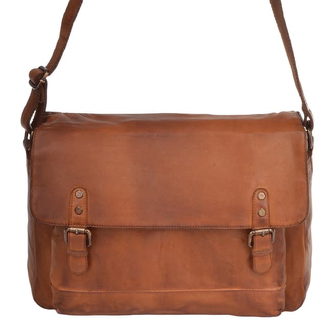 Ashwood Tan Leather Large Messenger Bag