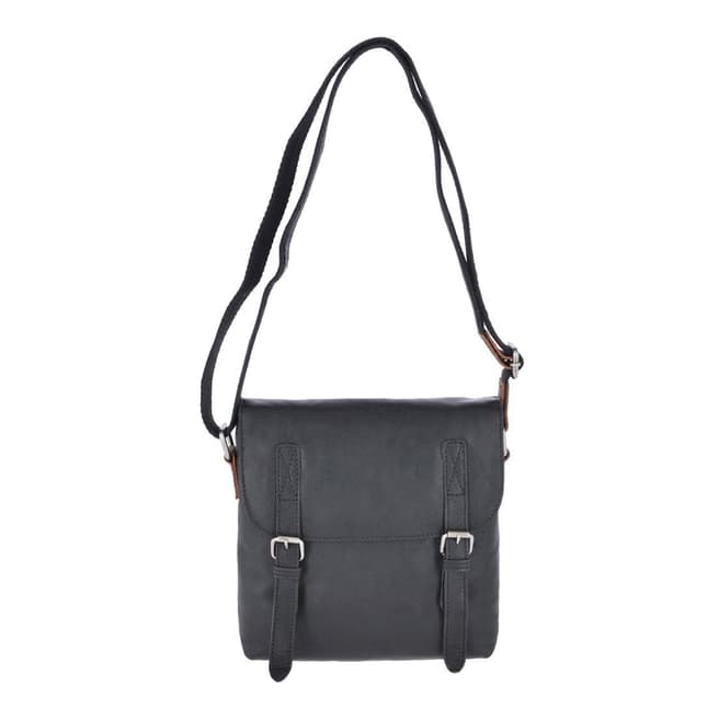 Ashwood Black/Mud Leather Small Messenger Bag