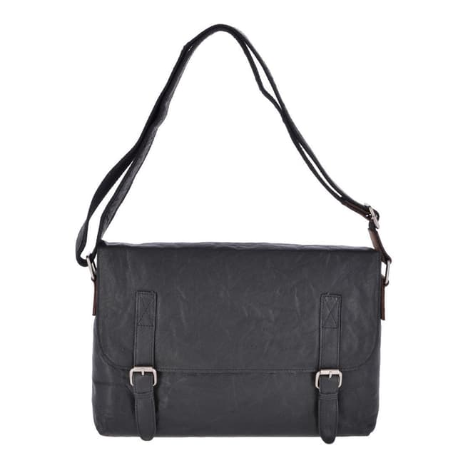 Ashwood Black/Mud Leather Large Messenger Bag