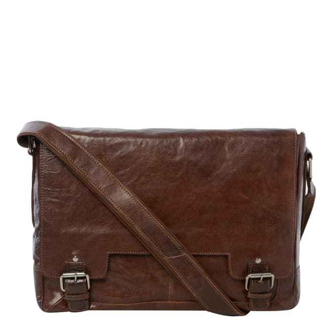 Ashwood Tan Leather Laptop Messenger Bag