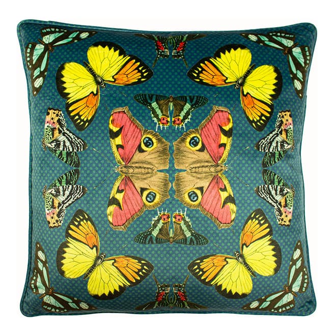 Paoletti Butterfly Mirror 50x50cm Cushion, Teal
