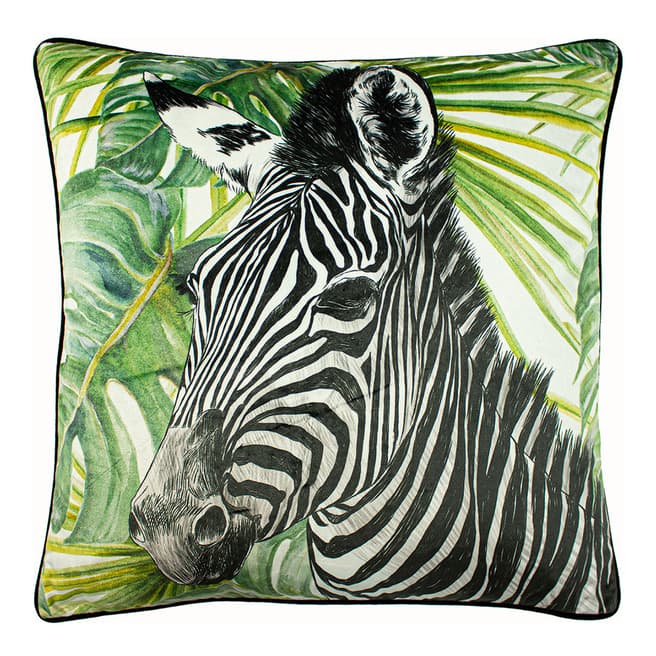 Paoletti Zebra Jungle 50x50cm Cushion, Green