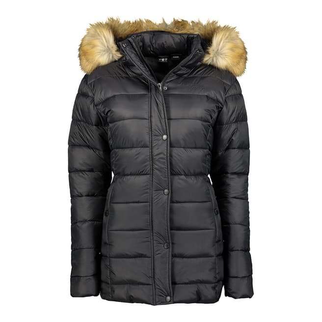 Geographical Norway Black Quilted Parka Jacket
