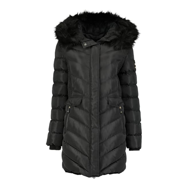 Geographical Norway Black Hooded Parka Jacket