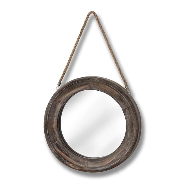 Hill Interiors Wooden Frame Rope Hanging Mirror