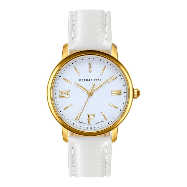 Isabella Ford Selene White Leather Watch