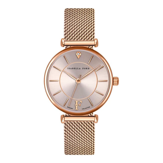 Isabella Ford Rose Gold Sophia Mesh 32mm Watch