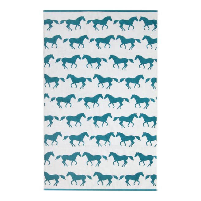 Anorak Kissing Horses Bath Towel, Blue