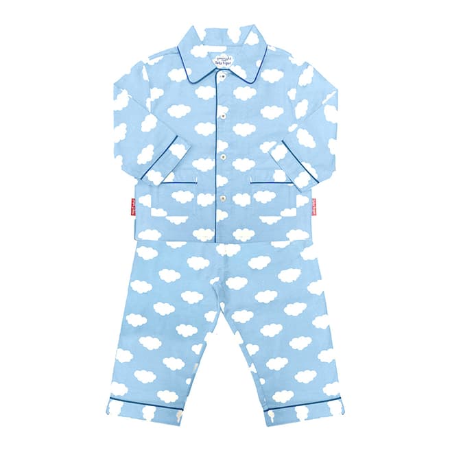 Toby Tiger Blue Cloud Brushed Pyjamas
