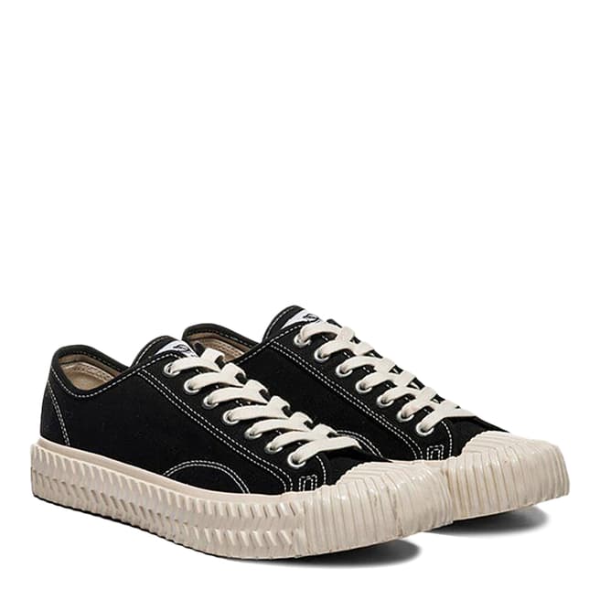 Excelsior Carbon Black Canvas & Off White Sole Low Sneakers