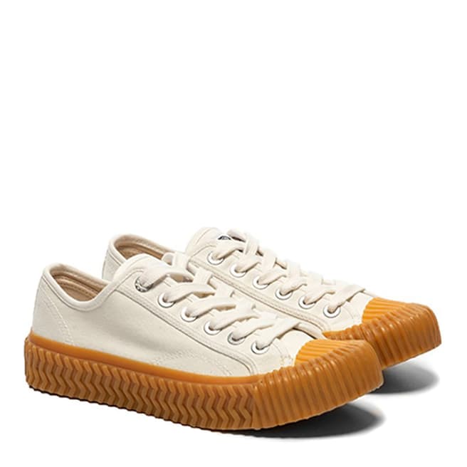 Excelsior White Canvas & Gum Sole Low Sneakers