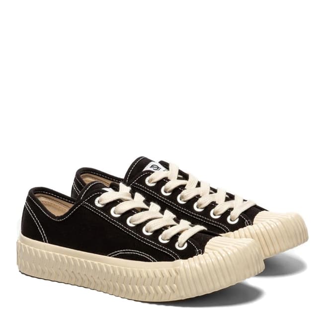 Excelsior Carbon Black Canvas & Off White Sole Low Sneakers