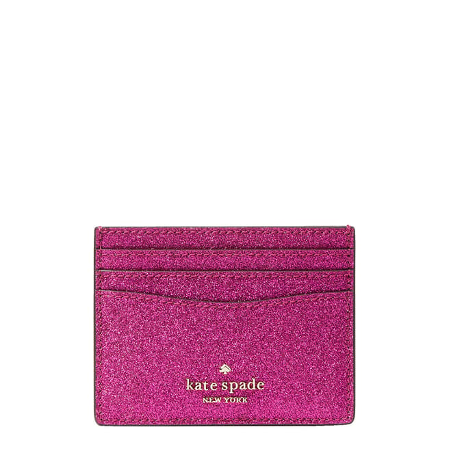 Kate Spade Bright Pink Glitter Slim Card Holder  