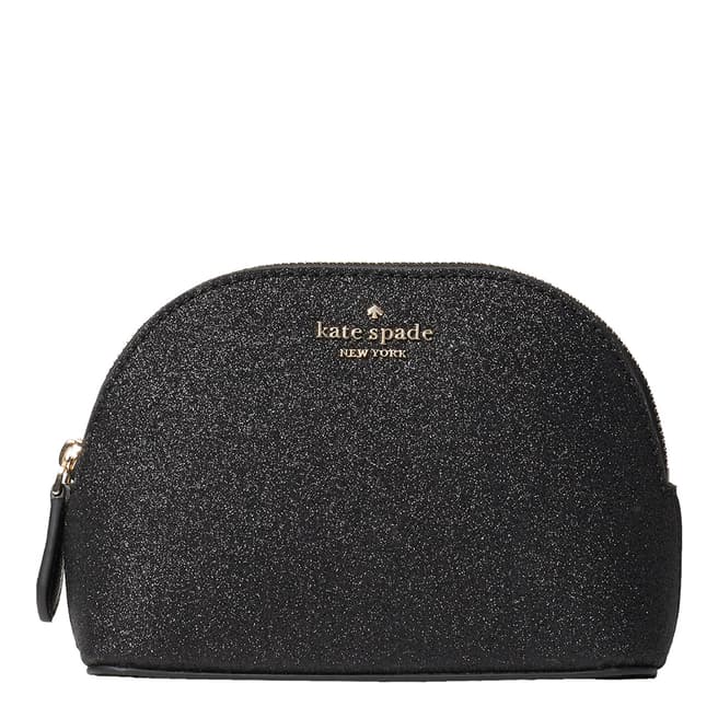 Kate Spade Black Glitter Small Dome Cosmetic Bag 
