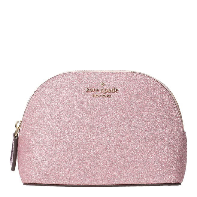 Kate Spade Rose Pink Glitter Small Dome Cosmetic Bag 