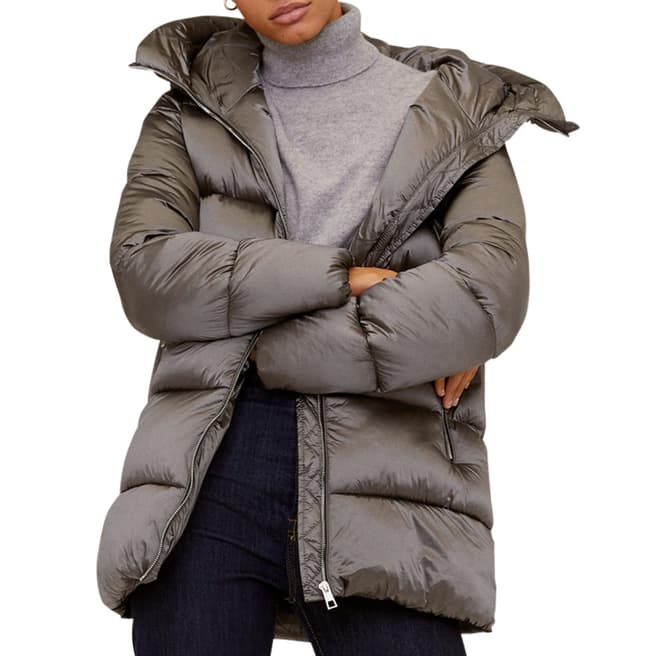 Mango Silver Hood Quilted Coat