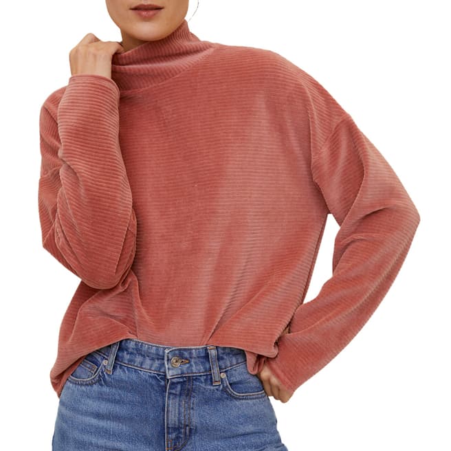 Mango Pink Ribbed Velvet Sweatshirt