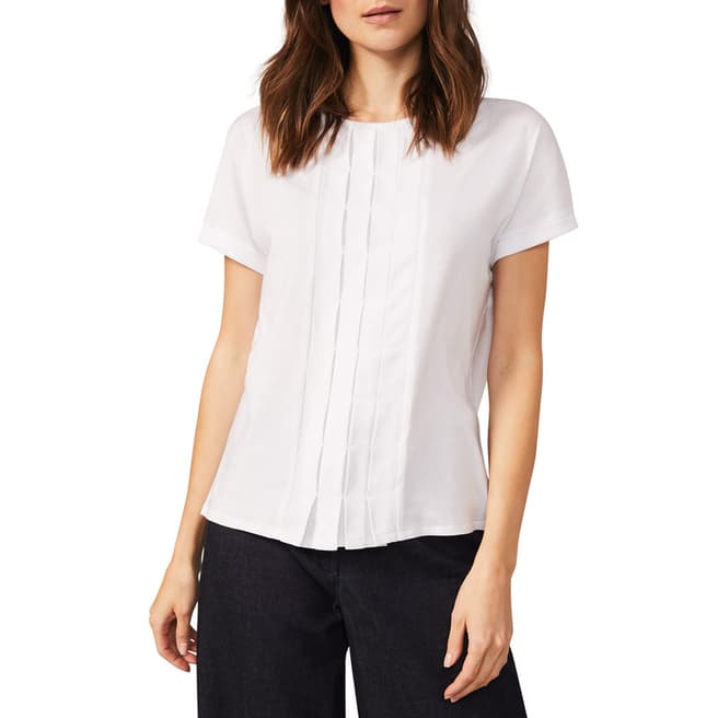 Phase Eight White Iona Pleat Front Top