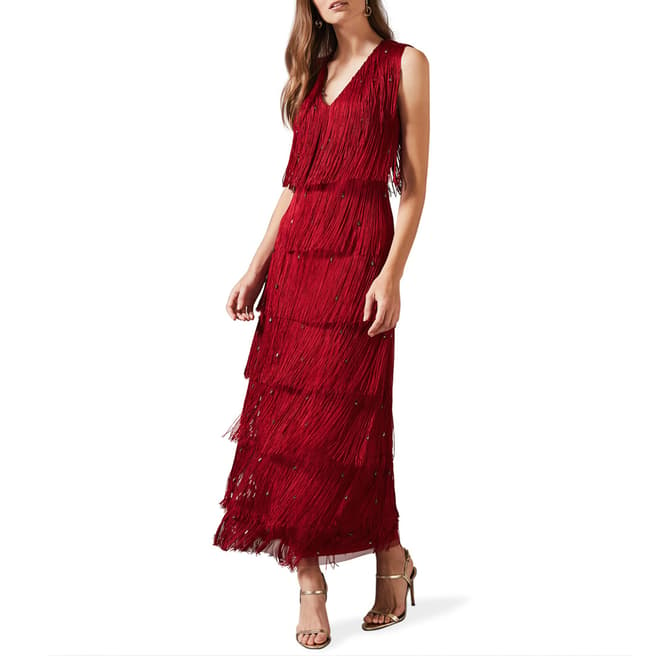 Phase Eight Red Kandice Fringe Dress