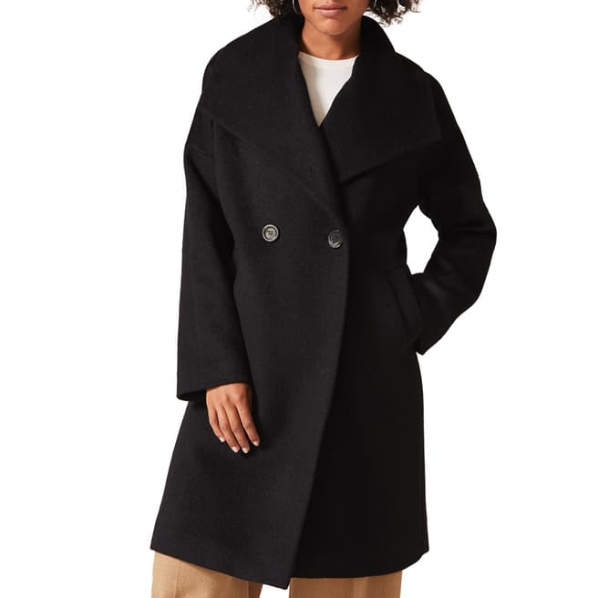 Phase Eight Black Beth Cocoon Wool Blend Coat