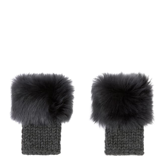 Gushlow & Cole Graphite Knit Shearling Fingerless Mittens