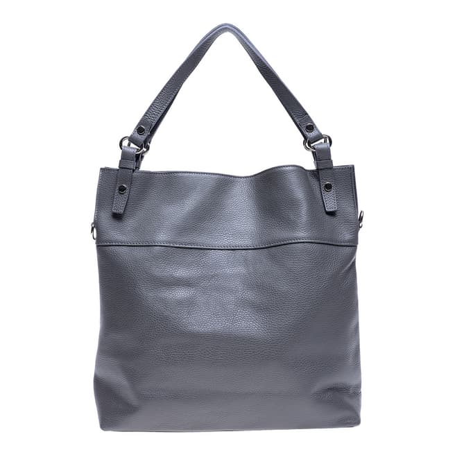 Roberta M Grey Leather Shoulder Bag