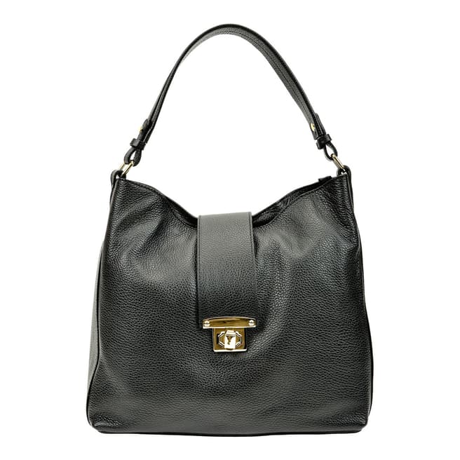Roberta M Black Leather Shoulder Bag