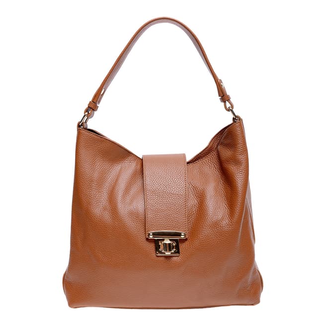 Roberta M Cognac Leather Shoulder Bag