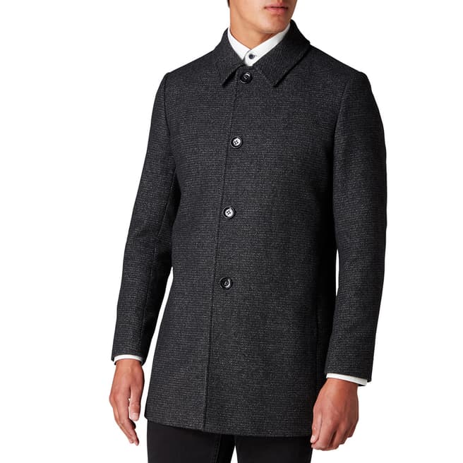 Remus Uomo Grey Tapered Wool Blend Coat