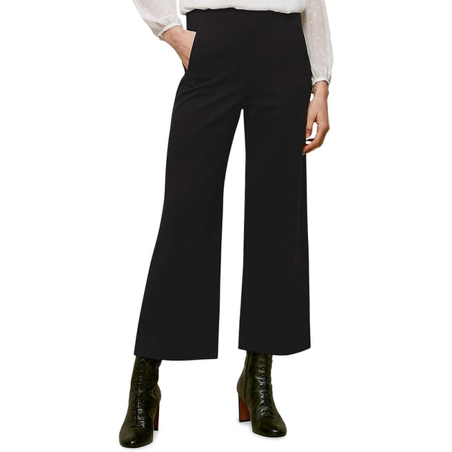 WHISTLES Black Flat Front Ponte Trousers