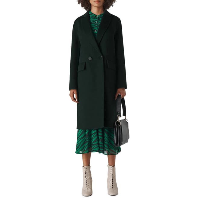 WHISTLES Forest Double Faced Wool Blend Coat