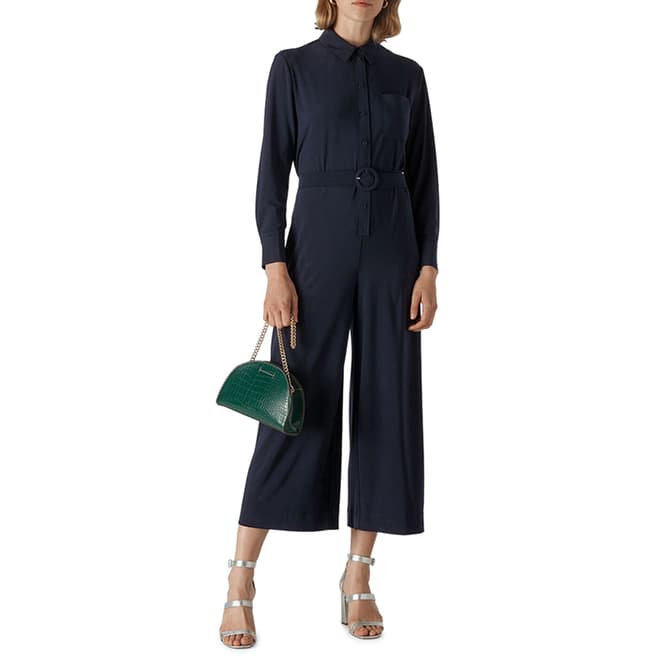 WHISTLES Navy Tailored Jersey Jumpsuit