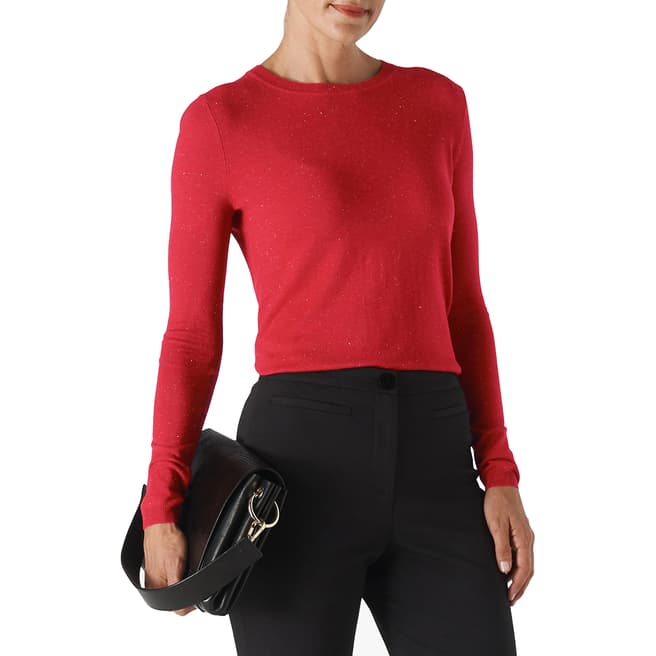 WHISTLES Mid Red Annie Sparkle Knit Jumper