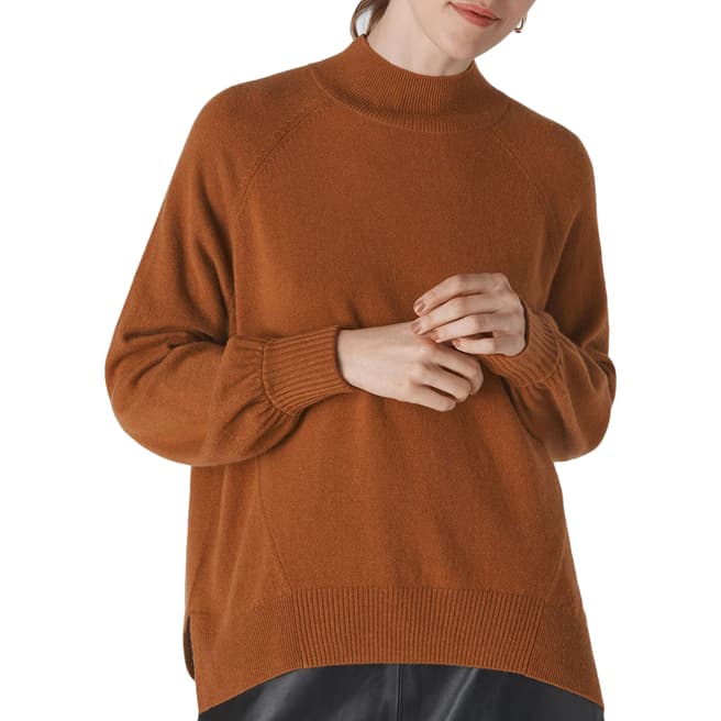 WHISTLES Toffee Funnel Neck Cashmere Jumper