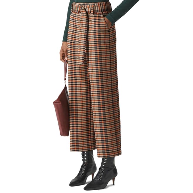 WHISTLES Multi Check Wide Leg Trousers