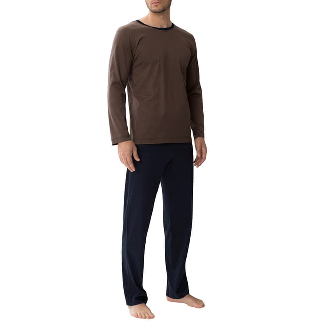 Zimmerli Of Switzerland Brown-Navy Pyjama Set