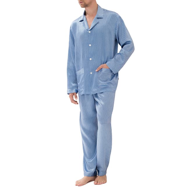 Zimmerli Of Switzerland Fant Blue Silk Pyjama Long