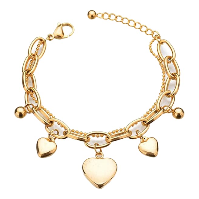 Chloe Collection by Liv Oliver 18K Gold Plated Heart Charm Bracelet