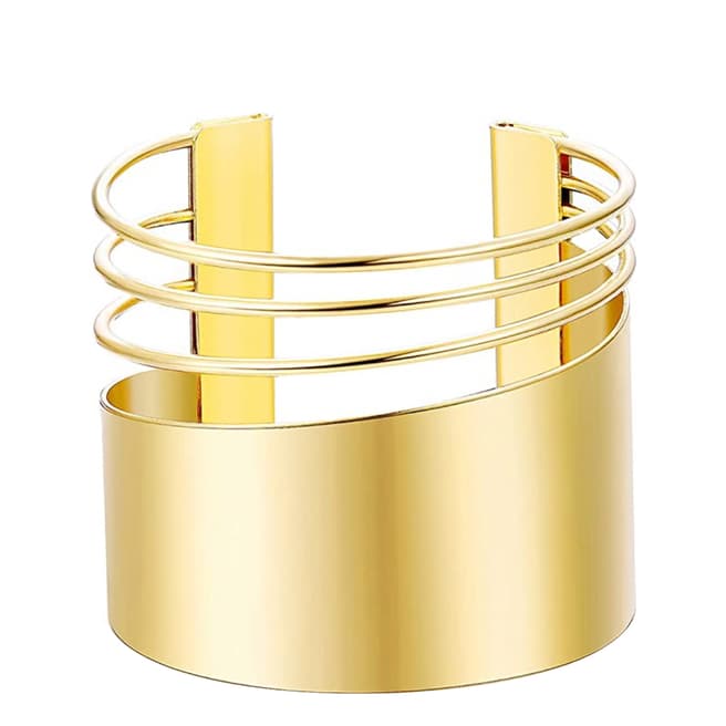 Chloe Collection by Liv Oliver 18K Gold Plated Polished Wide Cuff Bangle