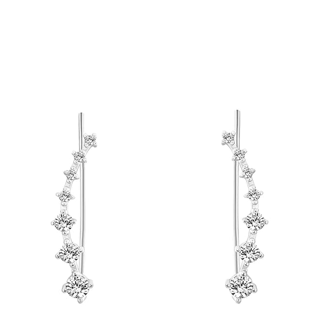Liv Oliver Silver Plated Cubic Zirconia Ear Climber Cuff Earrings