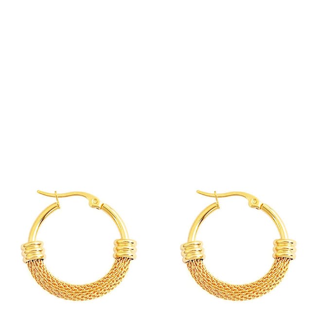 Liv Oliver 18K Gold Plated Polished Mesh Hoop Earrings