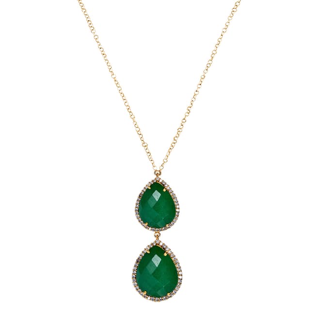 Liv Oliver 18K Gold Plated Emerald Multi Pear Drop Necklace